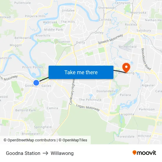 Goodna Station to Willawong map