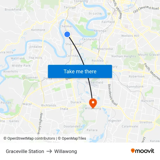 Graceville Station to Willawong map