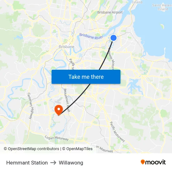 Hemmant Station to Willawong map