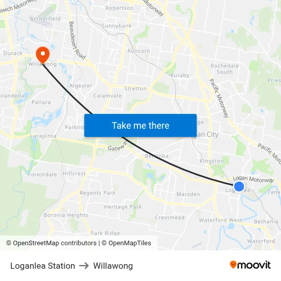 Loganlea Station to Willawong map