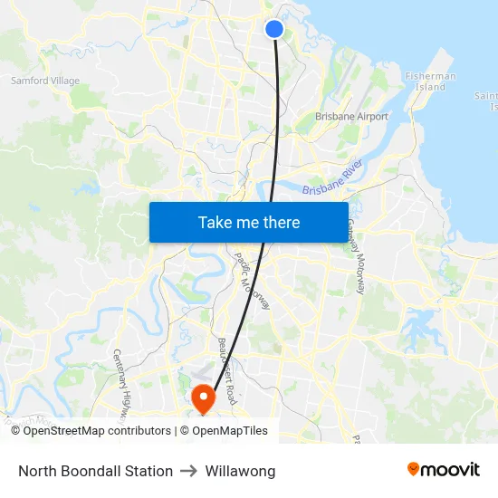 North Boondall Station to Willawong map