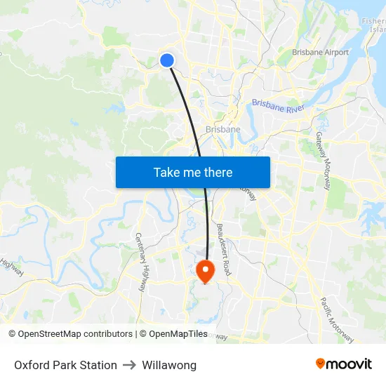Oxford Park Station to Willawong map