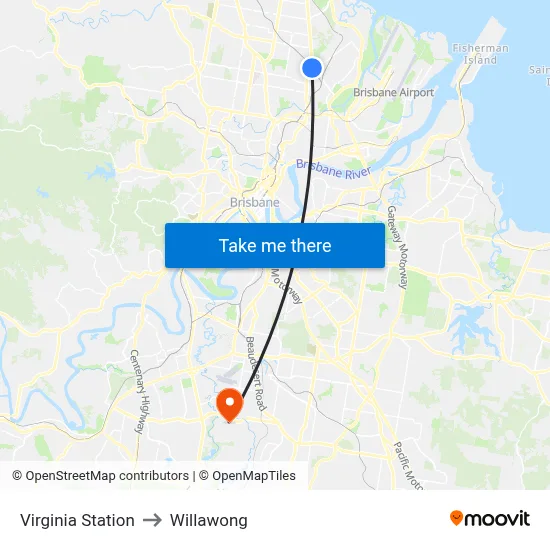 Virginia Station to Willawong map