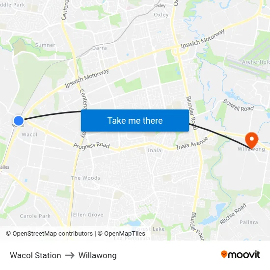 Wacol Station to Willawong map