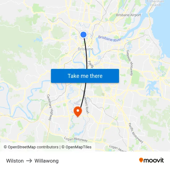Wilston to Willawong map