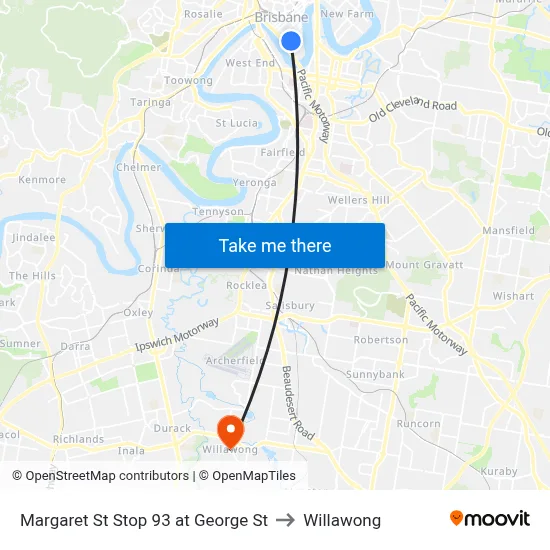 Margaret St Stop 93 at George St to Willawong map