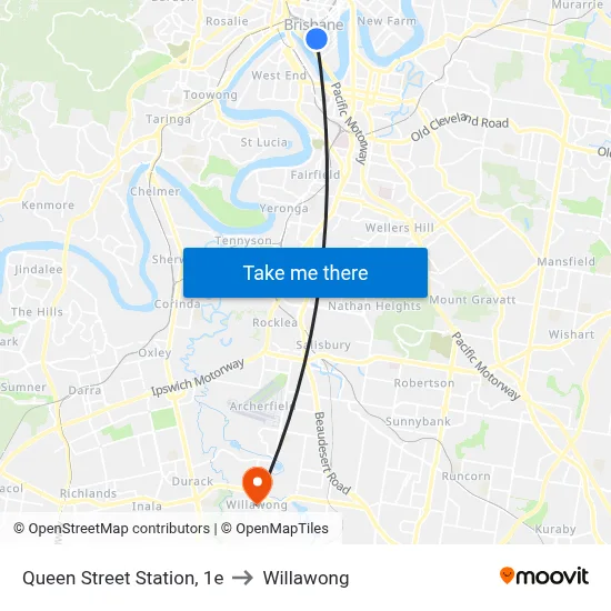 Queen Street Station, 1e to Willawong map