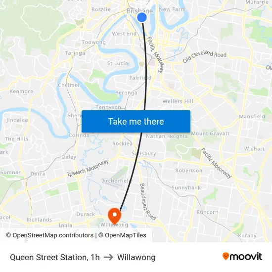 Queen Street Station, 1h to Willawong map