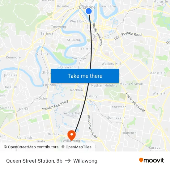 Queen Street Station, 3b to Willawong map