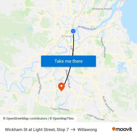 Wickham St at Light Street, Stop 7 to Willawong map