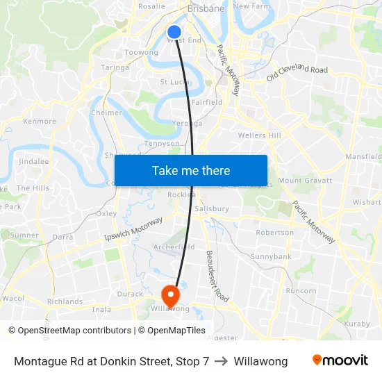 Montague Rd at Donkin Street, Stop 7 to Willawong map