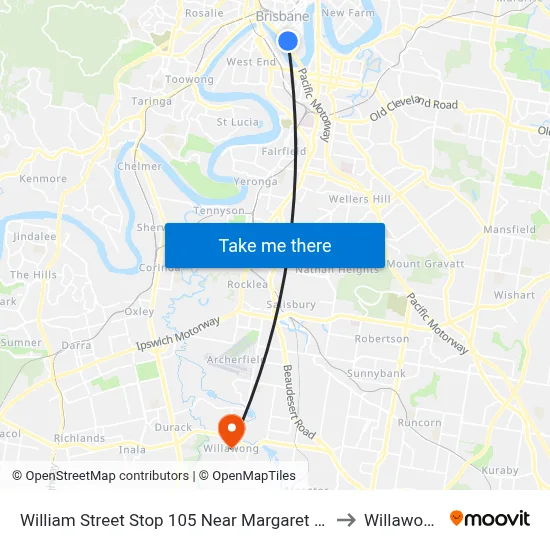 William Street Stop 105 Near Margaret St to Willawong map
