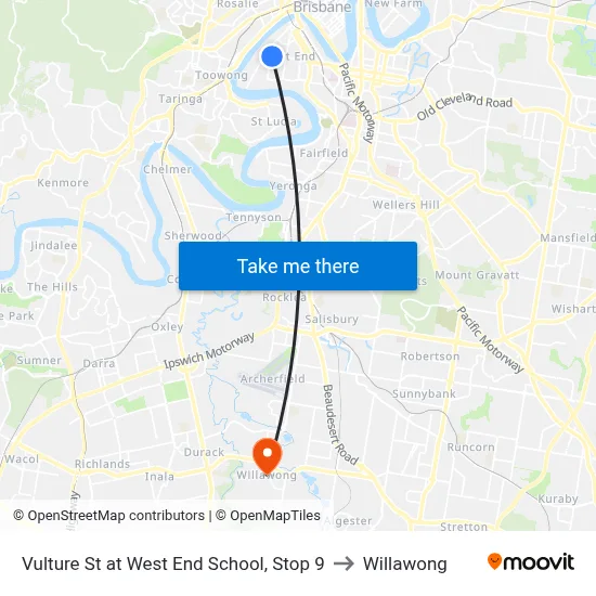 Vulture St at West End School, Stop 9 to Willawong map