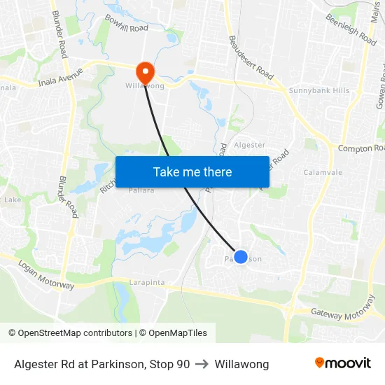 Algester Rd at Parkinson, Stop 90 to Willawong map