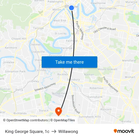 King George Square, 1c to Willawong map