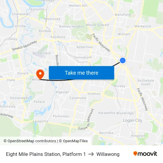 Eight Mile Plains Station, Platform 1 to Willawong map