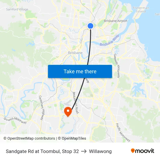 Sandgate Rd at Toombul, Stop 32 to Willawong map