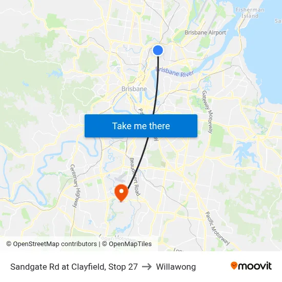 Sandgate Rd at Clayfield, Stop 27 to Willawong map