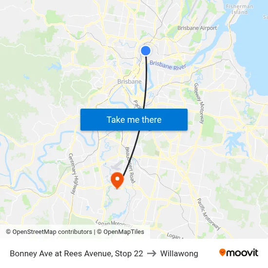 Bonney Ave at Rees Avenue, Stop 22 to Willawong map