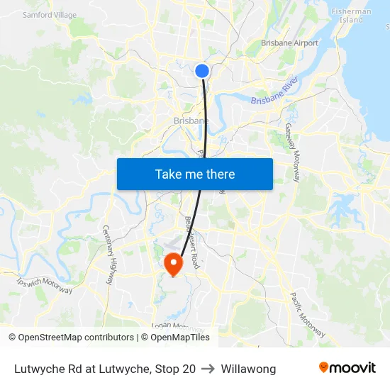Lutwyche Rd at Lutwyche, Stop 20 to Willawong map