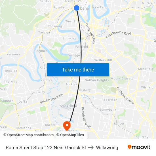 Roma Street Stop 122 Near Garrick St to Willawong map