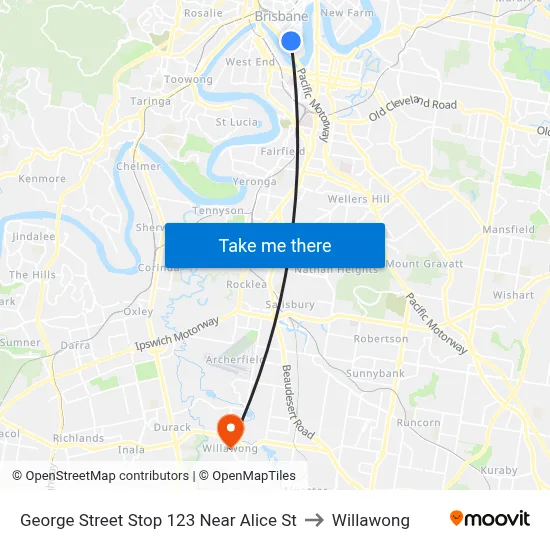 George Street Stop 123 Near Alice St to Willawong map