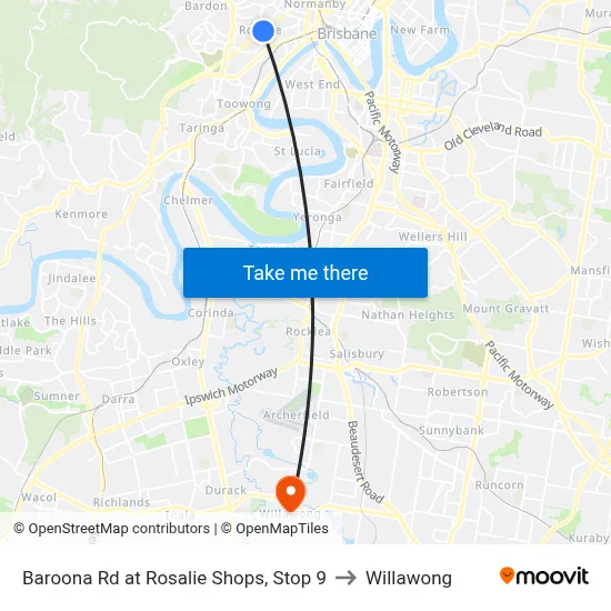 Baroona Rd at Rosalie Shops, Stop 9 to Willawong map