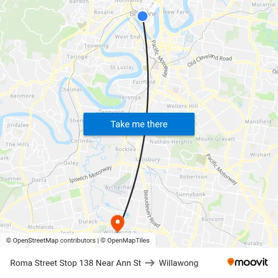 Roma Street Stop 138 Near Ann St to Willawong map