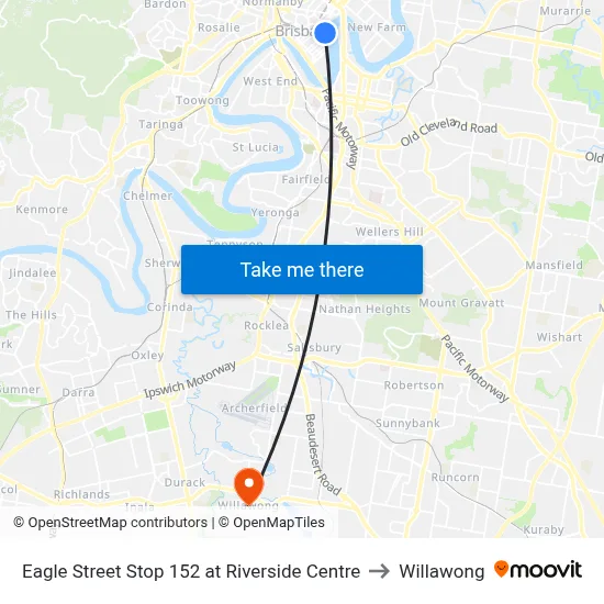 Eagle Street Stop 152 at Riverside Centre to Willawong map