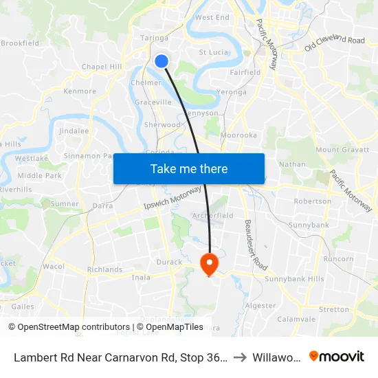 Lambert Rd Near Carnarvon Rd, Stop 36/27 to Willawong map