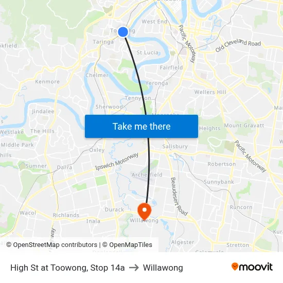 High St at Toowong, Stop 14a to Willawong map