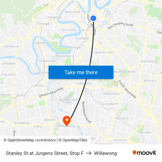 Stanley St at Jurgens Street, Stop F to Willawong map