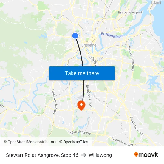 Stewart Rd at Ashgrove, Stop 46 to Willawong map