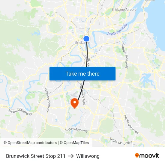 Brunswick Street Stop 211 to Willawong map