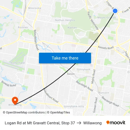 Logan Rd at Mt Gravatt Central, Stop 37 to Willawong map