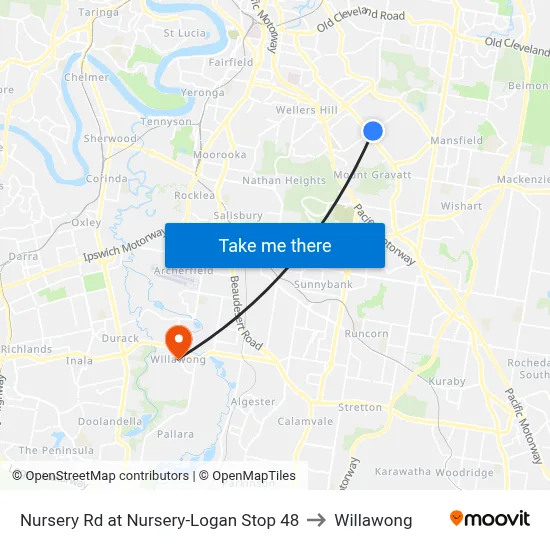 Nursery Rd at Nursery-Logan Stop 48 to Willawong map