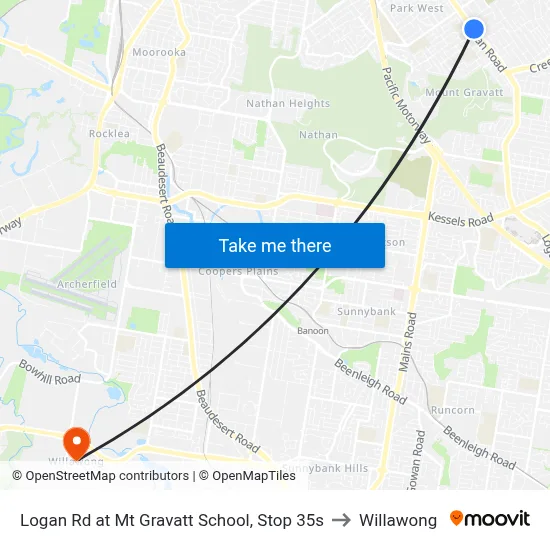 Logan Rd at Mt Gravatt School, Stop 35s to Willawong map