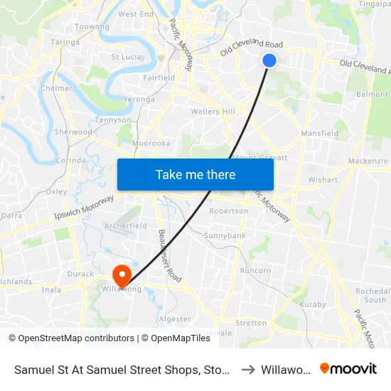Samuel St At Samuel Street Shops, Stop 41 to Willawong map