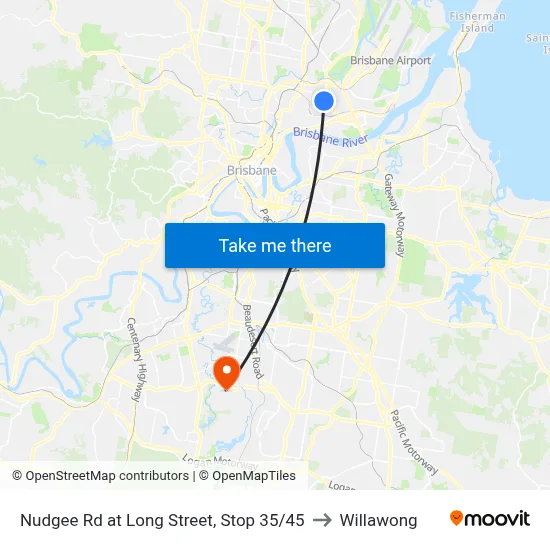 Nudgee Rd at Long Street, Stop 35/45 to Willawong map