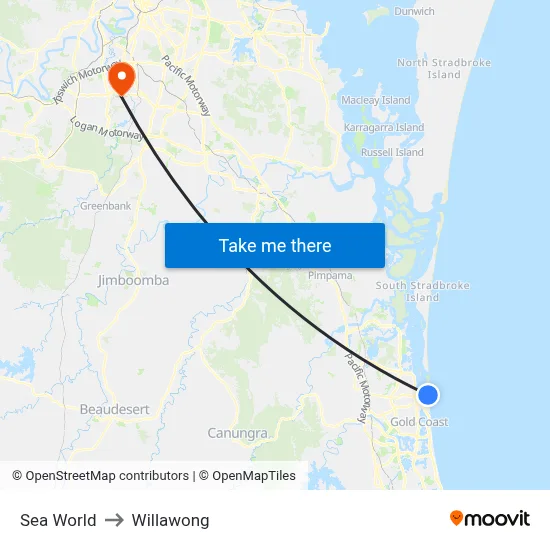 Sea World to Willawong map