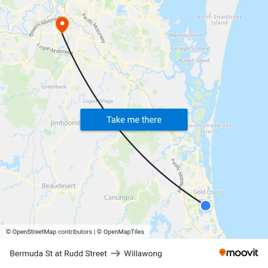 Bermuda St at Rudd Street to Willawong map
