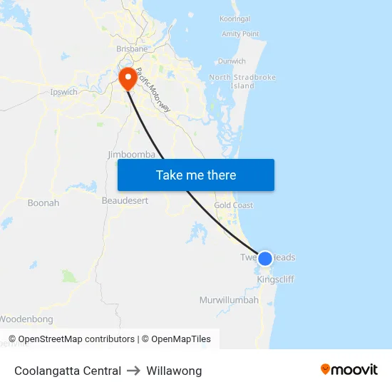 Coolangatta Central to Willawong map