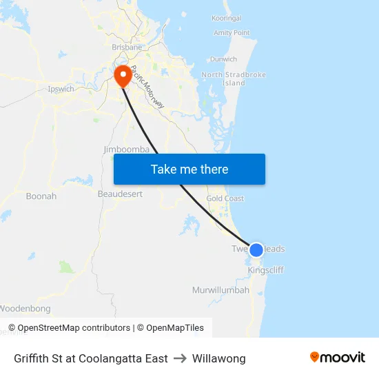 Griffith St at Coolangatta East to Willawong map