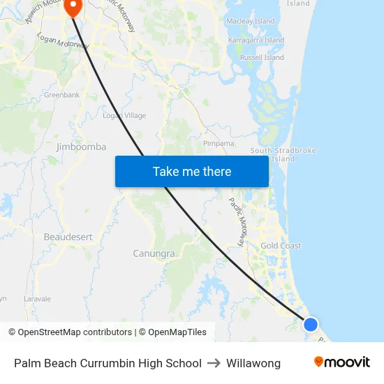 Palm Beach Currumbin High School to Willawong map