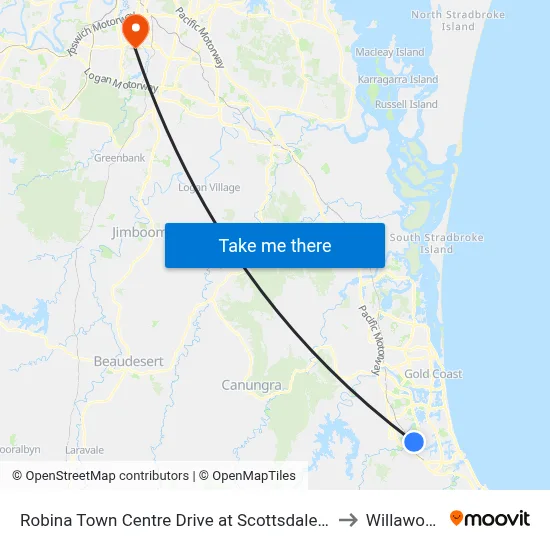 Robina Town Centre Drive at Scottsdale Dr to Willawong map