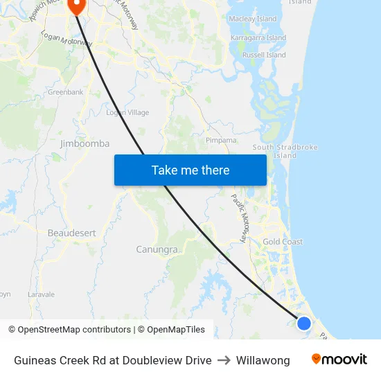 Guineas Creek Rd at Doubleview Drive to Willawong map