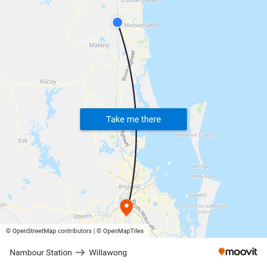 Nambour Station to Willawong map
