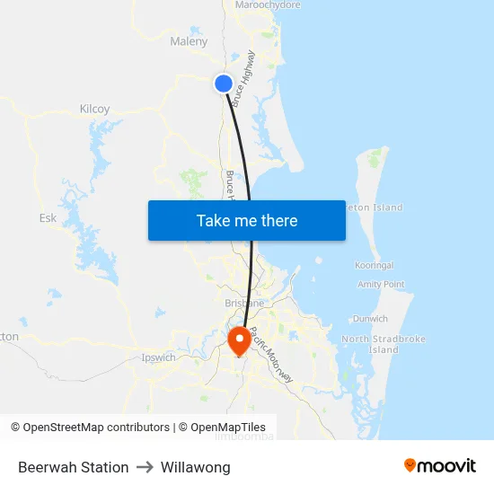 Beerwah Station to Willawong map