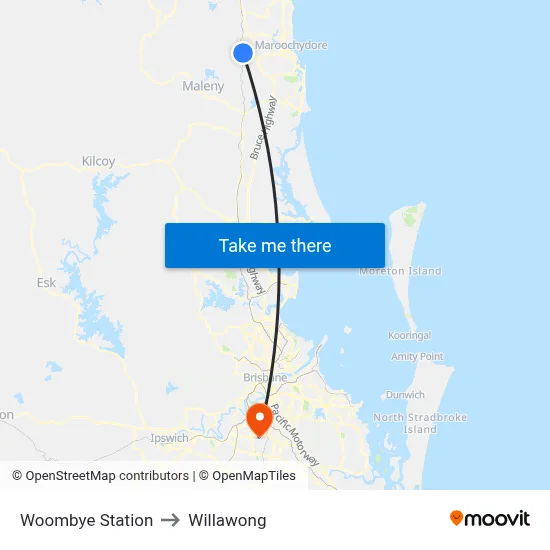 Woombye Station to Willawong map