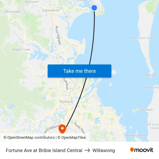 Fortune Ave at Bribie Island Central to Willawong map